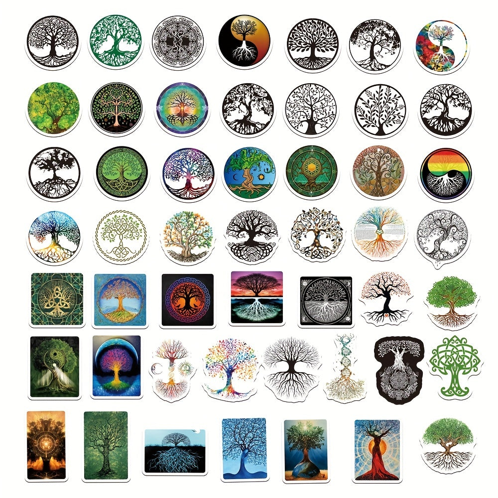 50Pcs Life Tree Doodle Sticker Waterproof Decorative DIY Creative Toys