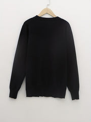 Solid V Neck Button Front Long Sleeve Cardigan for Women