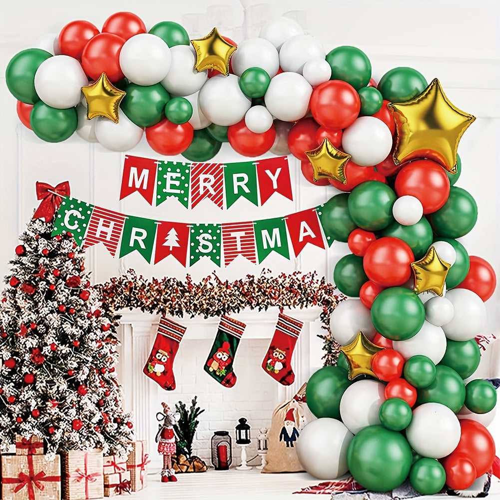94pcs Christmas Banner Balloon Set Holiday Decor Party Favor Scene Decor