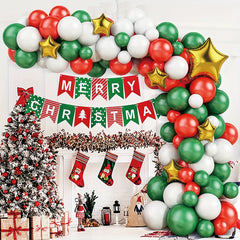 94pcs Christmas Banner Balloon Set Holiday Decor Party Favor Scene Decor