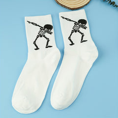 Skull Print Mid Tube Socks Women's Stockings