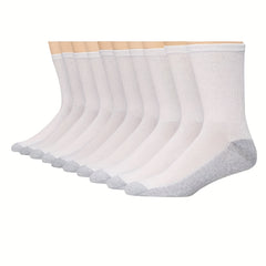 10 Pairs Men's Comfortable Mid Calf Socks For Daily Use