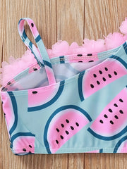 Watermelon Print Swinsuit Kid's Crop Top & Shorts