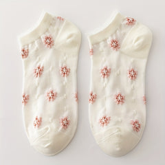 5 Pairs Floral Print Low Cut Ankle Socks Women's Stockings