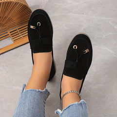 Women's Retro Flat Loafers Slip On Shoes Casual Round Toe Walking Shoes