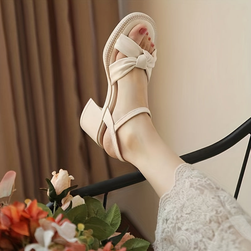 Women's Kitten Heel Sandals Open Toe Bowknot Summer Sandals