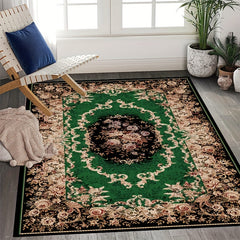Boho Anti Fatigue Green Soft Rug - Flower Pattern Living Room Carpet
