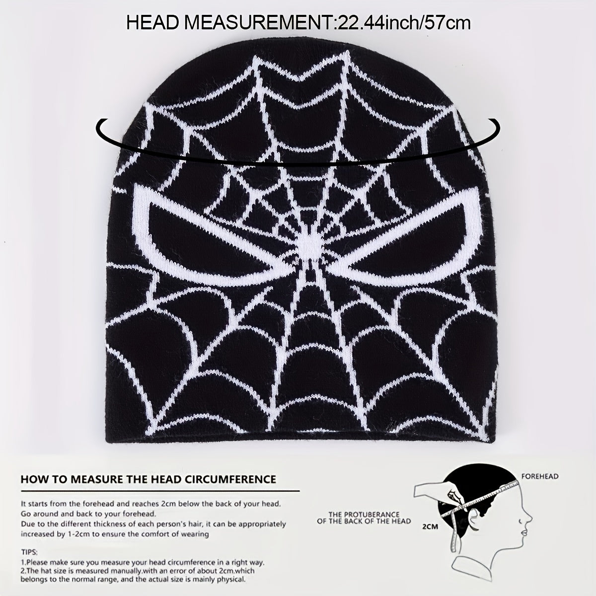 Y2K Spider Web Jacquard Beanie Gothic Knit Skull Cap Hip Hop Halloween