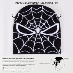Y2K Spider Web Jacquard Beanie Gothic Knit Skull Cap Hip Hop Halloween