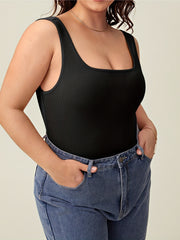 Ribbed Scoop Neck High Stretch Bodysuit
