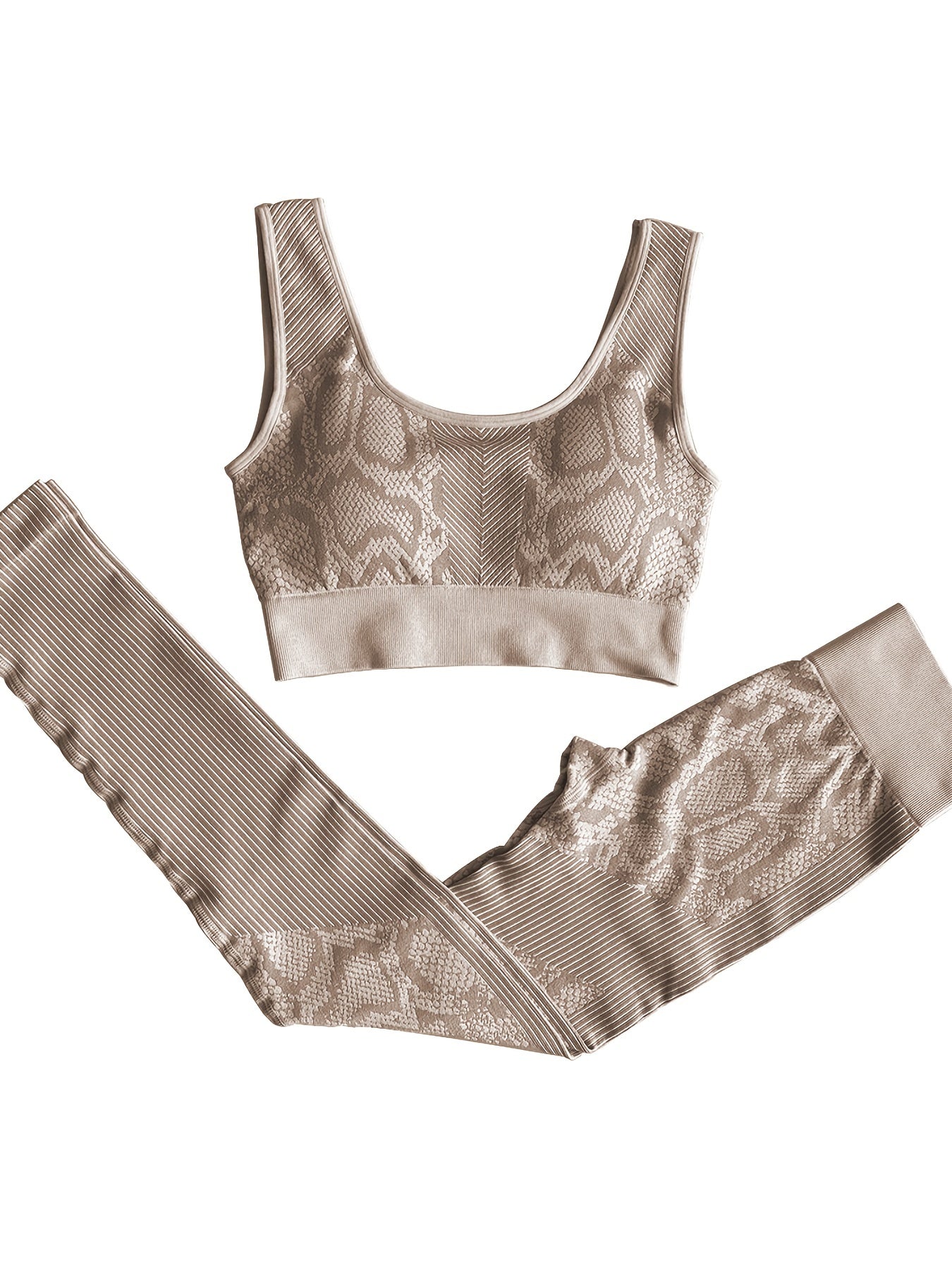 2pcs Snakeskin Print Yoga Outfit Women Sports Bra Leggings Set