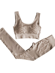 2pcs Snakeskin Print Yoga Outfit Women Sports Bra Leggings Set