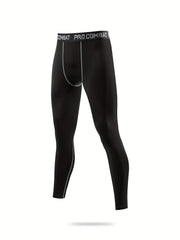 Men's Solid Bottom Leggings Active Sports Compression Pants