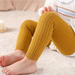 Girls Baby Kids Khaki Velvet Leggings Pants Ribbed Warm Cotton