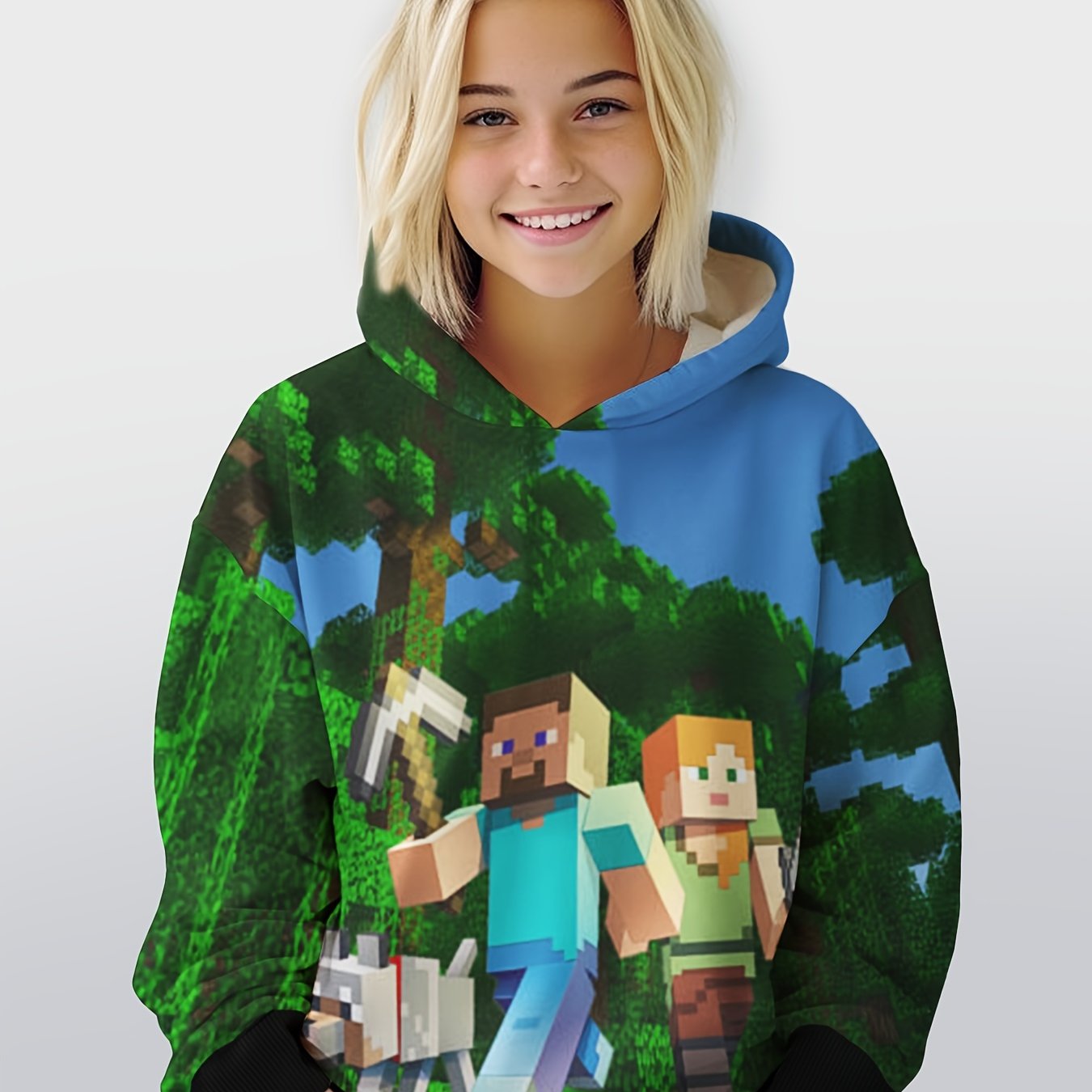 Casual Forest Graphic Hooded Sweatshirt for Girls and Boys