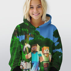 Casual Forest Graphic Hooded Sweatshirt for Girls and Boys
