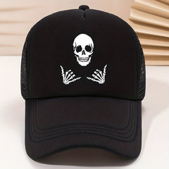 Skull Printed Sunscreen Baseball Cap Halloween Decor