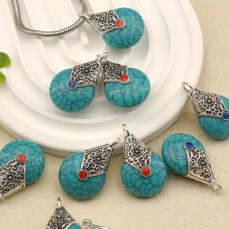 10pcs Vintage Turquoise Necklace Pendants For Jewelry Making