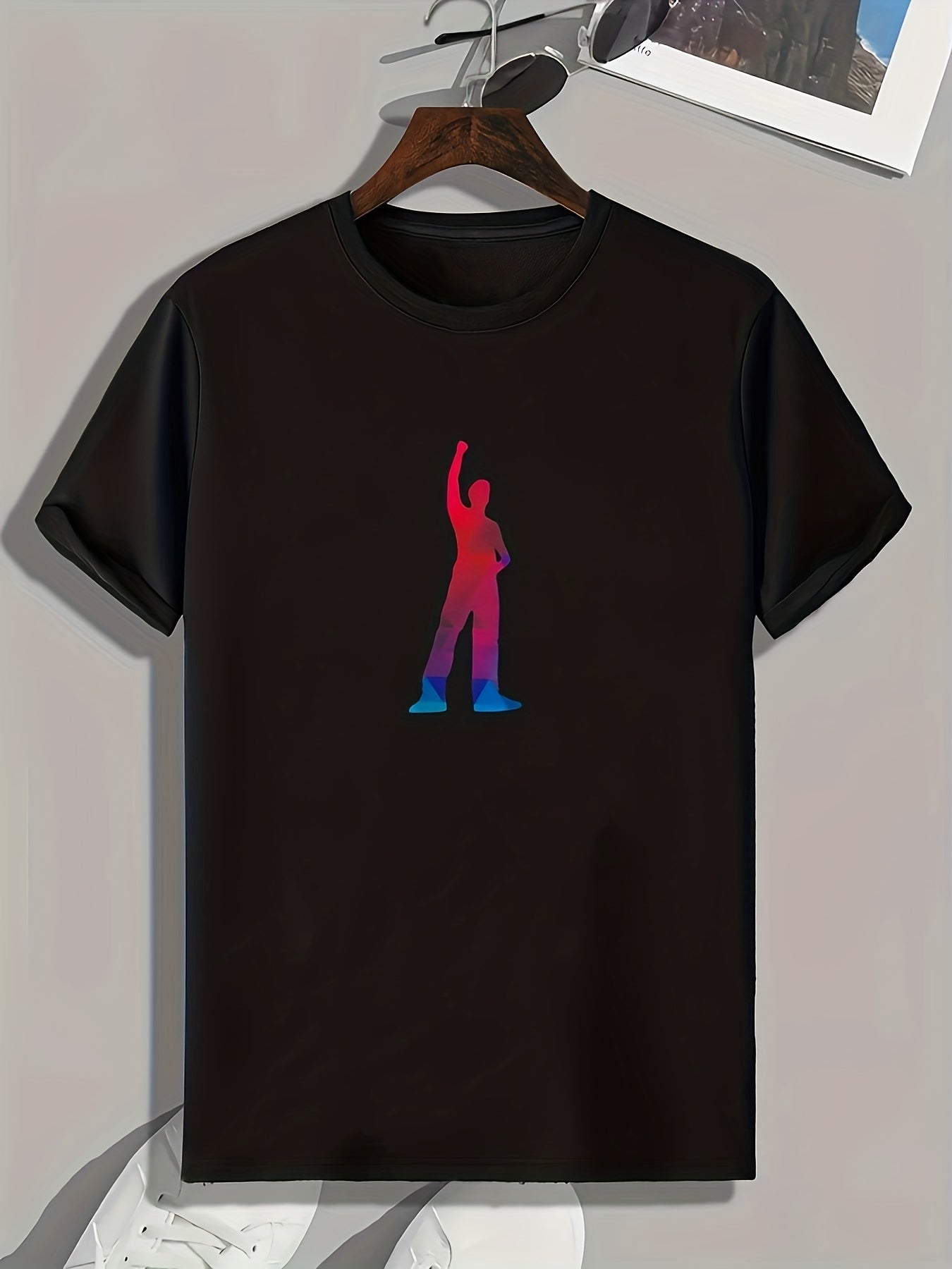Pattern Print Men's Sports T-shirt Graphic Tee for Fitness Activities