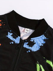 Boys Dinosaur Print Windbreaker Jacket Zip Up Kids Clothing
