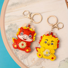 Chinese Zodiac Dragon PU Leather Keychain Backpack Pendant Year Gift