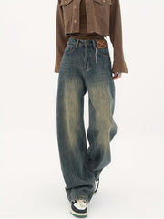 Retro Style Straight Jeans Street Baggy Denim