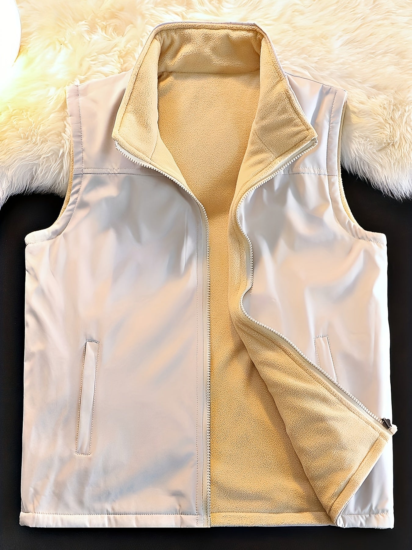 Men's Polar Fleece Reversible Vest for Autumn Winter