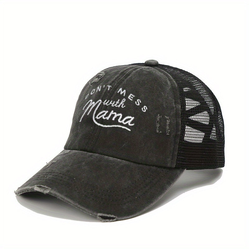 Ponytail Trucker Hat Distressed Baseball Cap Mesh Breathable Dad Hats For Women