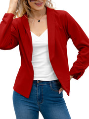 Long Sleeve Open Front Lapel Blazer & Stylish Tops For Office