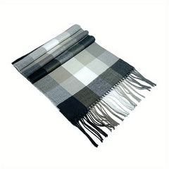 Men's Winter Plaid Fringed Scarf Long Gift Scarf Collar