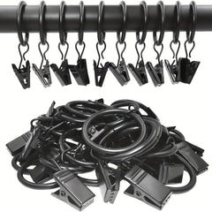 40pcs Curtain Rings with Clips Drapery Hooks Rustproof Metal Clips Hangers