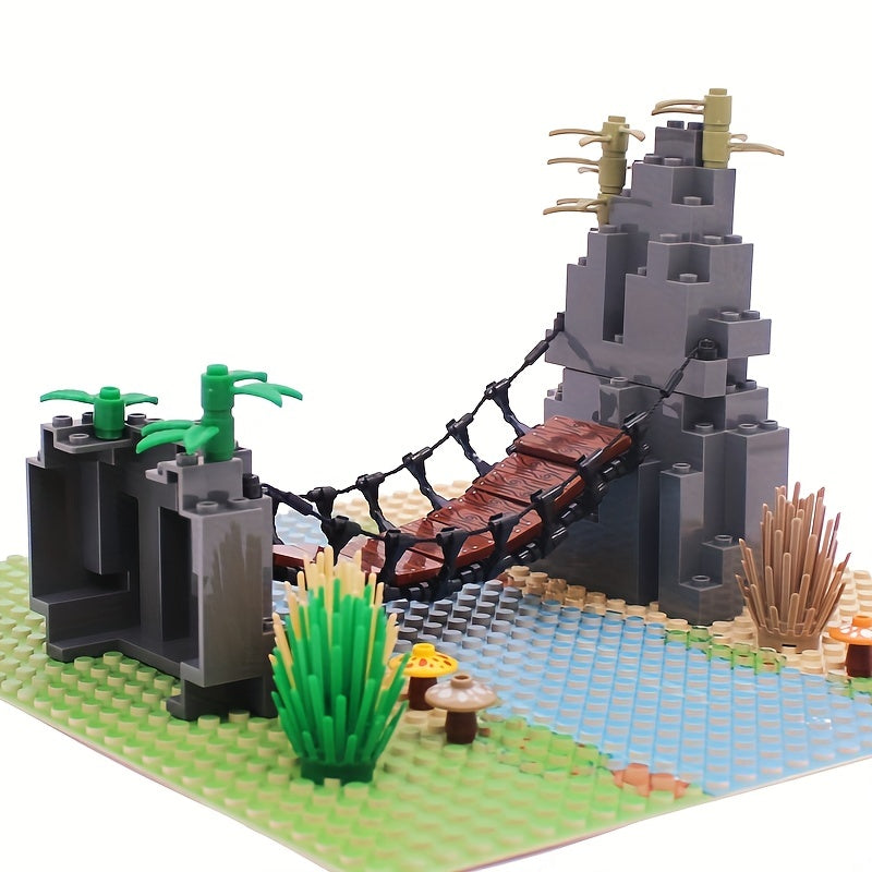 Blocks Drawbridge Set Mountain Jungle Forest Construction Building Bricks DIY