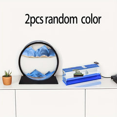 3D Sand Art Hourglass Ocean Wave Design Glass Fiber Decor Ornaments