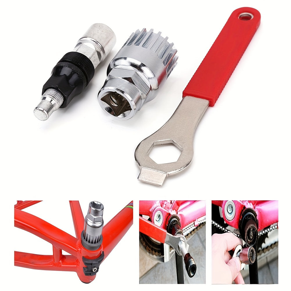3pcs Bicycle Repair Tool Set Axle Puller Crank Remover Wrench Garage Supplies