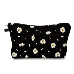 Daisy Print Zipper Makeup Bag Waterproof Purse Toiletry Bag Travel Accessories