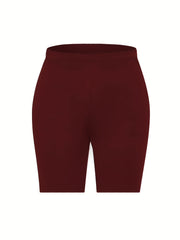 Casual Shorts Women's Plus Solid Elastic Waist High Stretch