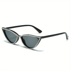 Retro Rhinestone Cat Eye Sunglasses Y2K Triangle Punk Sunshade Eyeglasses