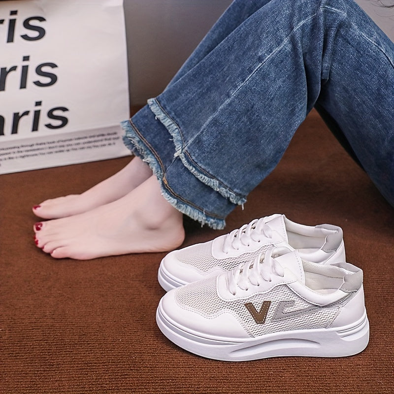 Women's Mesh Low Top Sneakers Comfortable Casual Flat Shoes