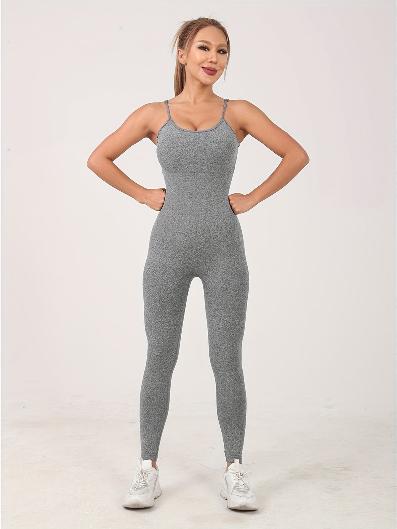 Sporty Round Neck Cami Jumpsuit Sleeveless