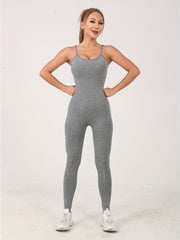 Sporty Round Neck Cami Jumpsuit Sleeveless