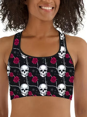 Floral Skull Print Plus Size Halloween Crop Tank Top