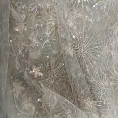 Fairy Star Moon Sequin Embroidery Mesh Fabric for Wedding Dress