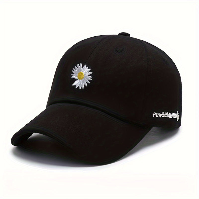 Unisex Daisy Embroidery Baseball Cap Lightweight Casual Dad Hats