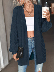 Casual Cardigan Women's Plus Knitted Long Sleeve Open Front Medium Str