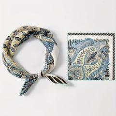 Green Paisley Print Bandana Vintage Square Scarf Silk Shawl Neckerchief
