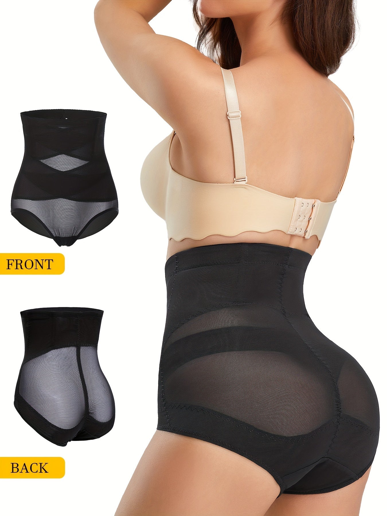 Mesh Contrast Shaping Panties High Waist Tummy Control Slimming Panties