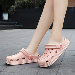 Women's Platform Clogs Casual Hollow Out Breathable Non Slip Slide Shoes