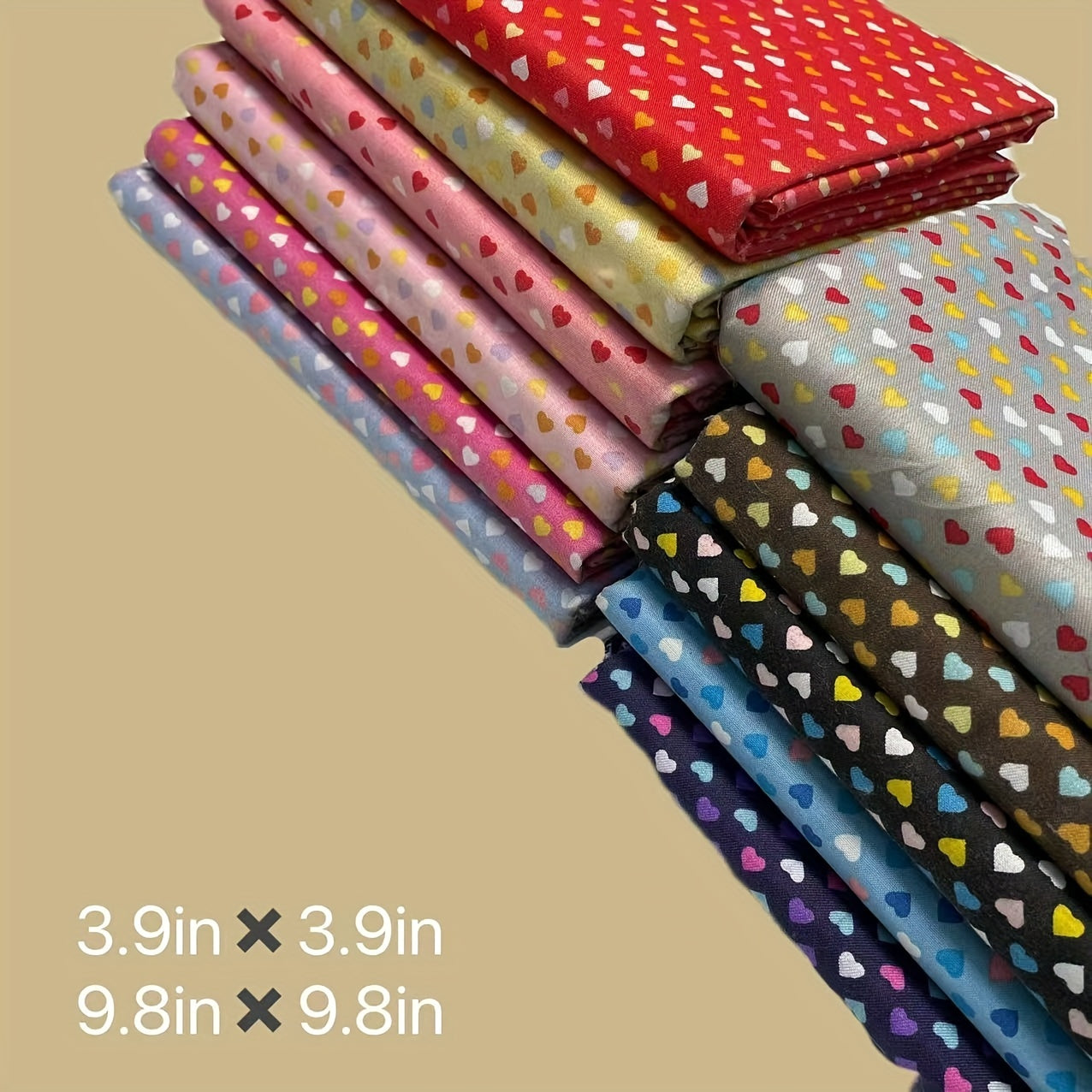 11pcs Heart Shaped Polyester Fabric for DIY Sewing Scrapbooking