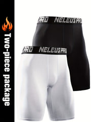 Men's Quick Dry Compression Boxers - Solid Breathable Stretch S