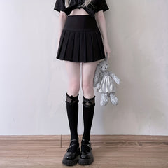 Bow Decor Calf Socks Mesh Stitching Knee High Socks
